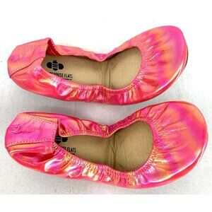 The Storehouse Flats Iridescent Pink Leather Foldable Shoes Sz 8 Packable Travel